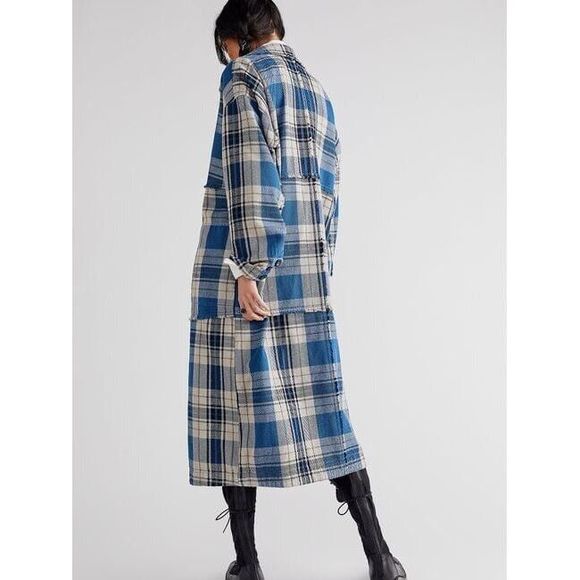 New Free People Plaid It Duster Size Small - Picture 2 of 9